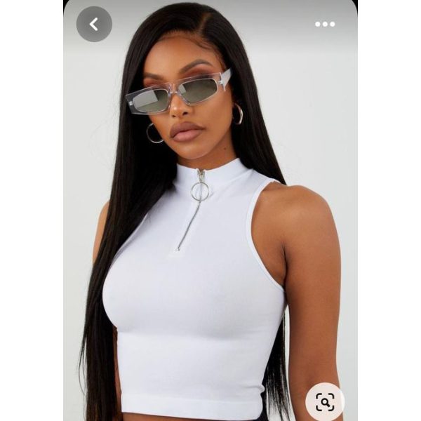 White Turtle Neck Crop Top